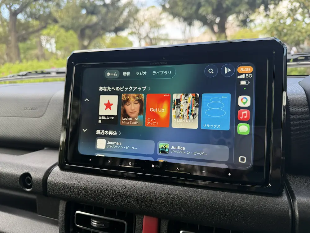 ジムニーノマドのに装着したappleミュージックの画面